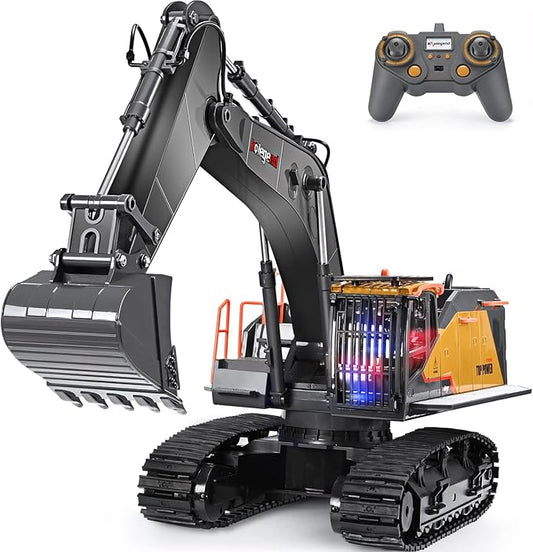kolegend 22 Channel RC Excavator Metal Shovel Independent Arms 1/14 Scale, Professional Remote Control Construction Vehicles, Boy Toys Best Gift for 8+ Years Old Boys Adults